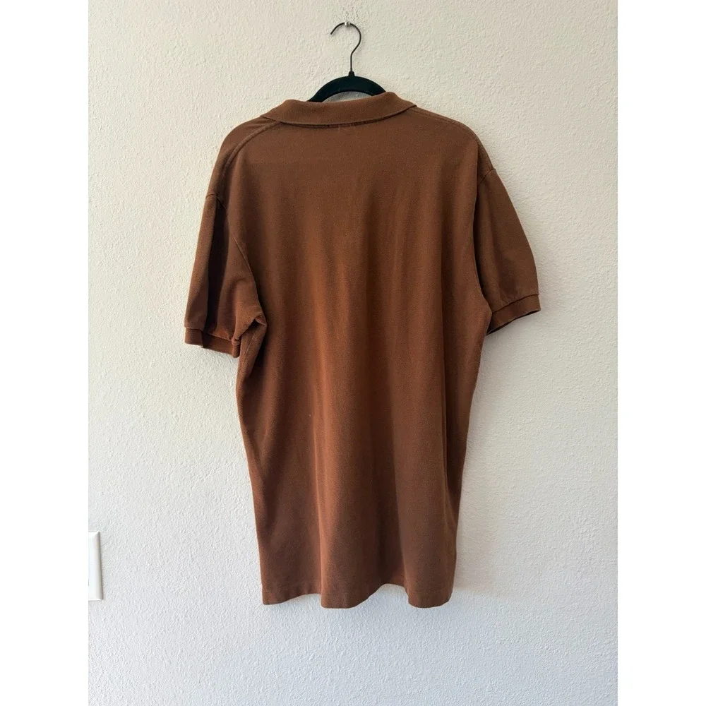 Polo Ralph Lauren Mens Brown Cotton Short Sleeve Polo Shirt Size L Vintage Logo